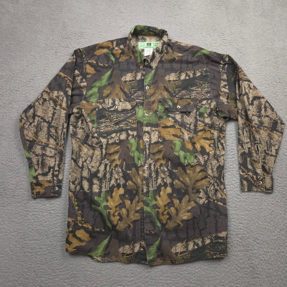 Vintage Reed Camo Ridge Shirt Mens‎ L Big Woods Made USA Cotton Hunting